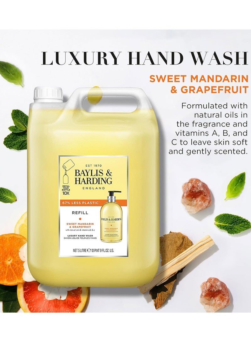 Baylis & Harding Sweet Mandarin and Grapefruit Hand Wash Refill, 5 Litre | Enriched with Natural Oils and Vitamins A, B and C | Moisturising Liquid Hand Soap | Vegan and Cruelty-Free | Economy Refill Pack - Image 3