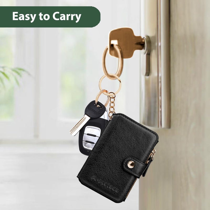 M-Plateau Women's Wallets, Leather Mini Wallet with Key Ring, Practical Small Wallet for Women & Man with Credit Card Holder for Travelling (Black) - Image 5