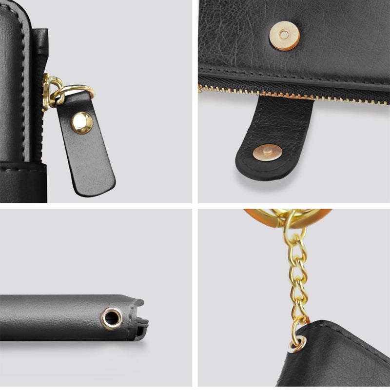 M-Plateau Women's Wallets, Leather Mini Wallet with Key Ring, Practical Small Wallet for Women & Man with Credit Card Holder for Travelling (Black) - Image 3