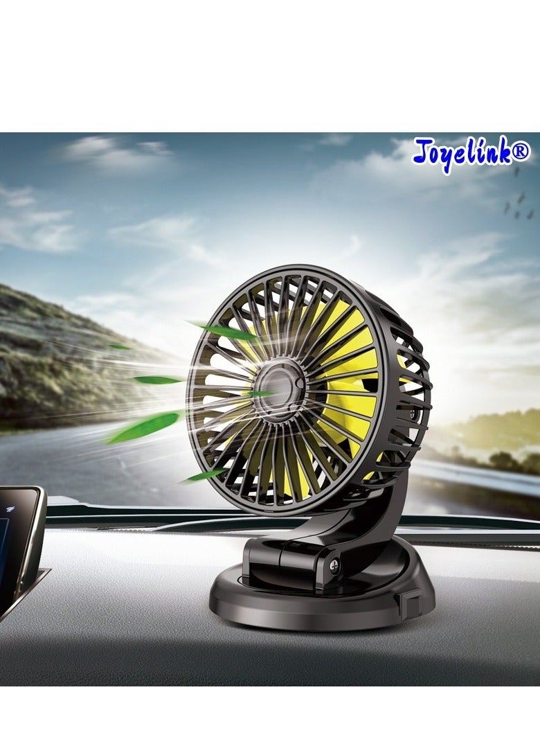 Joyelink Car Fan, USB Portable Fan for Car , 360 Degree Rotatable Dual Head Fan, Strong Wind Electric Fans for Dashboard Suv Rv Tuck Boat Sedan Home Office (Single Head) - Image 2