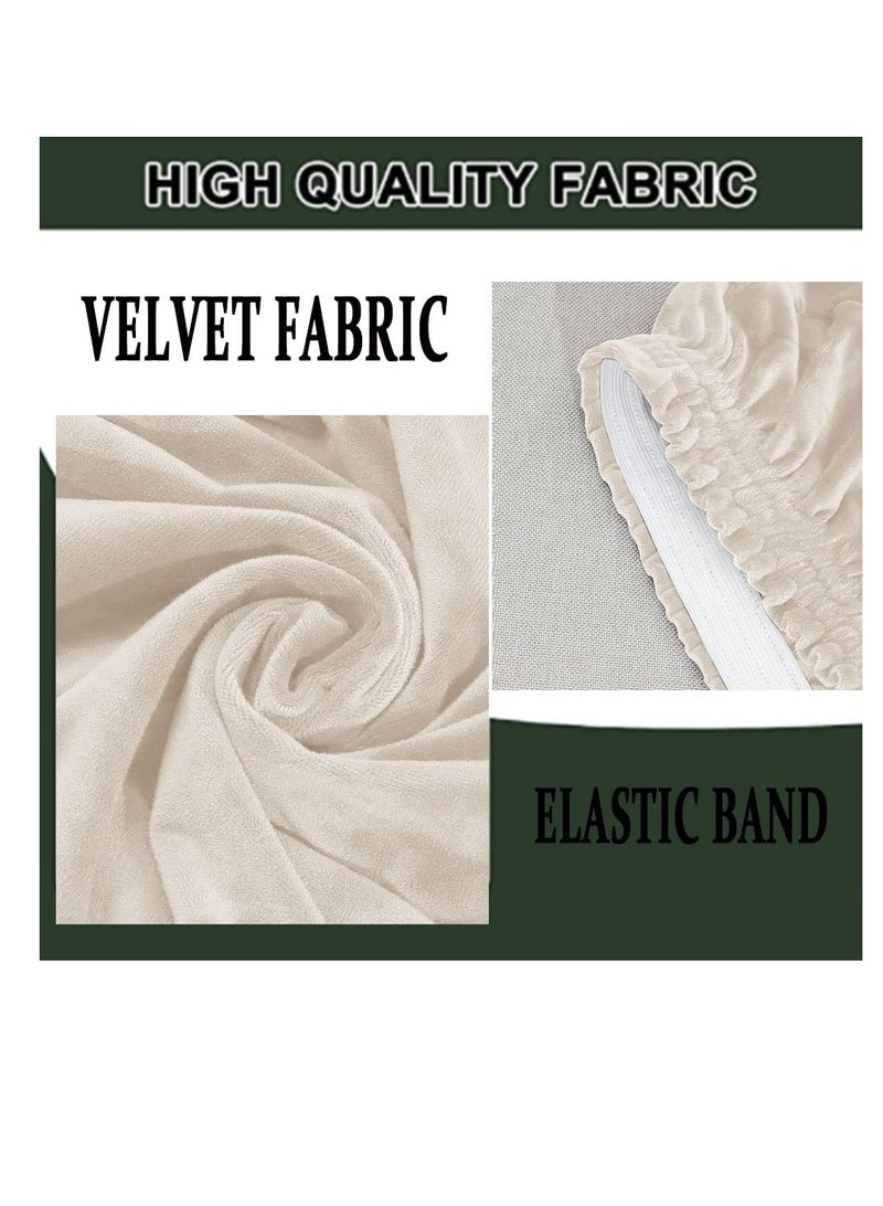 Excefore Stretch Soft Velvet Wingback Chair Cover, Dining Room Chair Covers, Super Soft Washable Reusable Armchair Slipcover, for Dining Room Home Banquet Party Decor (Cream, Set of 4) - Image 2