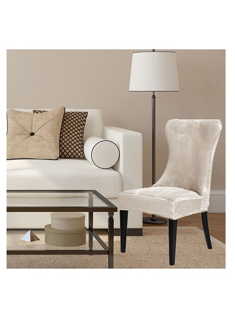 Excefore Stretch Soft Velvet Wingback Chair Cover, Dining Room Chair Covers, Super Soft Washable Reusable Armchair Slipcover, for Dining Room Home Banquet Party Decor (Cream, Set of 4) - Image 5