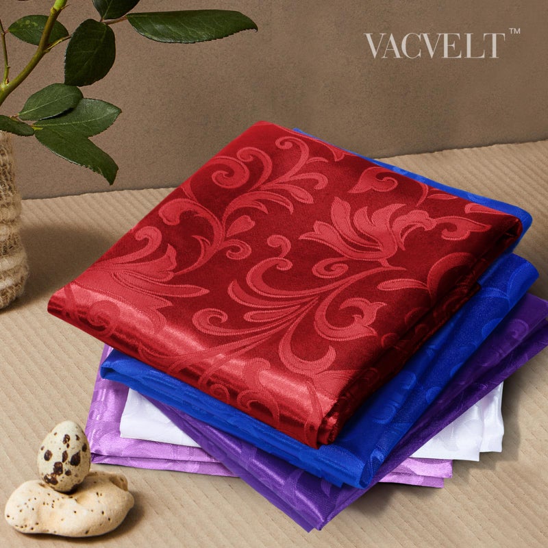 VACVELT Damask Jacquard Satin Fabric by The Yard, 60 Inch Wide Red Satin Fabric Shiny Cloth Fabric, Silky Brocade Fabric for Bridal Dress, Wedding Decorations, Crafts, Sewing, Draping (1 Yard) - Image 3