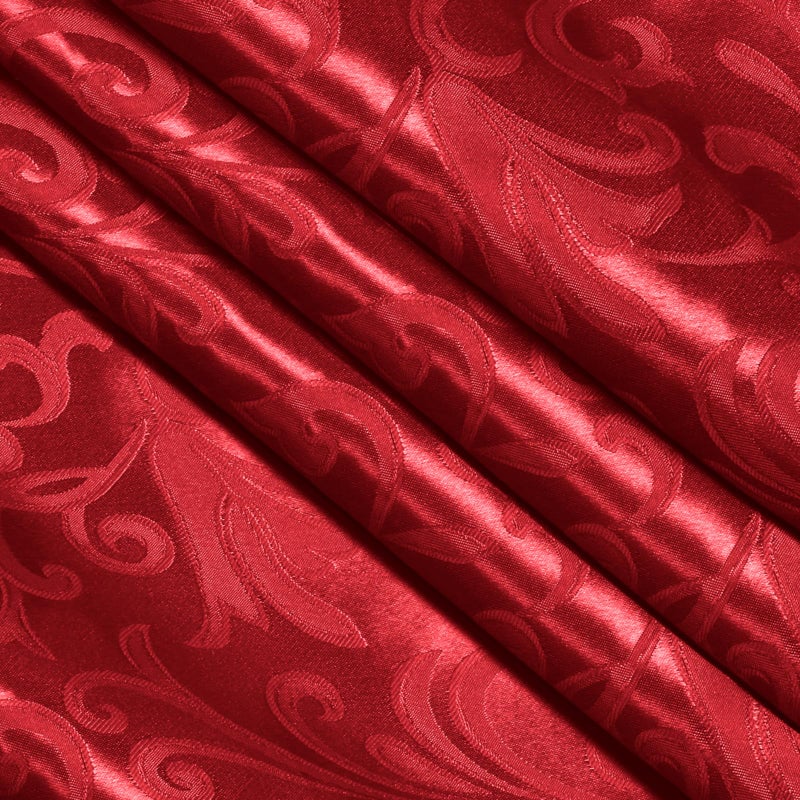 VACVELT Damask Jacquard Satin Fabric by The Yard, 60 Inch Wide Red Satin Fabric Shiny Cloth Fabric, Silky Brocade Fabric for Bridal Dress, Wedding Decorations, Crafts, Sewing, Draping (1 Yard) - Image 2