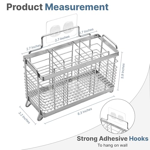 KESOL Stainless Steel Utensil Holder, Utensil Drying Rack with 3 Divided Compartments, Rust-Resistant Utensil Drying Basket, Silverware Drying Basket, Utensil Drainer for Dish Rack - Image 3