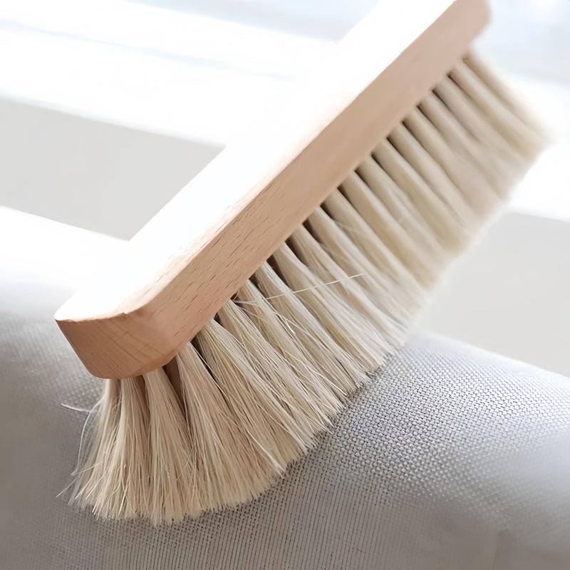 OAKART Horsehair Hand Brush Soft Bristles Oiled Beech Wood Handle Coat Brush 12 Inch Long (2pcs White Horsehair) - Image 3