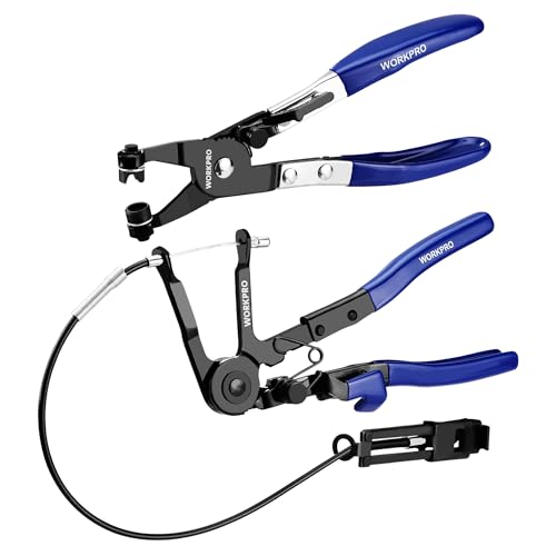 WORKPRO 2-Piece Hose Clamp Pliers Set, 27" Flexible Hose Clamp Plier & Flat Band Hose Pliers Removal Tool for Car Coolant Hose, Water Pipe - Image 1