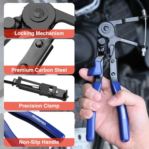 WORKPRO 2-Piece Hose Clamp Pliers Set, 27" Flexible Hose Clamp Plier & Flat Band Hose Pliers Removal Tool for Car Coolant Hose, Water Pipe - Image 3