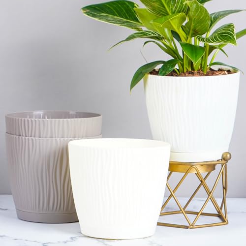 Nurturing Green® Set of 4 Self Watering Pots for Home, Decor & Garden | Flower Pots, Planters for Indoor Plants | Plastic Pots for Living Room (Color: Assorted, Size:14cm x 12.5cm Each) - Image 1