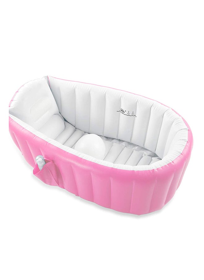 MIXDE Baby Inflatable Bathtub, Portable Infant Toddler Bathing Tub Non Slip Travel Bathtub Mini Air Swimming Pool Kids Thick Foldable Shower Basin with Air Pump  - Image 1