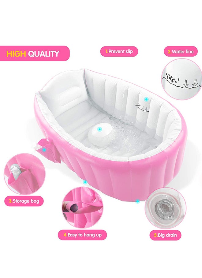 MIXDE Baby Inflatable Bathtub, Portable Infant Toddler Bathing Tub Non Slip Travel Bathtub Mini Air Swimming Pool Kids Thick Foldable Shower Basin with Air Pump  - Image 4