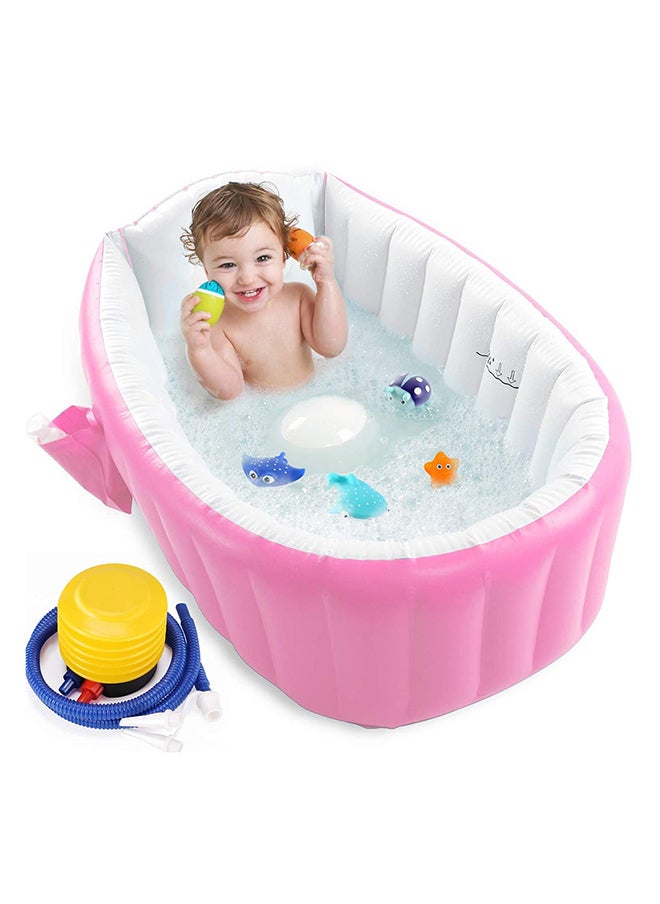 MIXDE Baby Inflatable Bathtub, Portable Infant Toddler Bathing Tub Non Slip Travel Bathtub Mini Air Swimming Pool Kids Thick Foldable Shower Basin with Air Pump  - Image 5