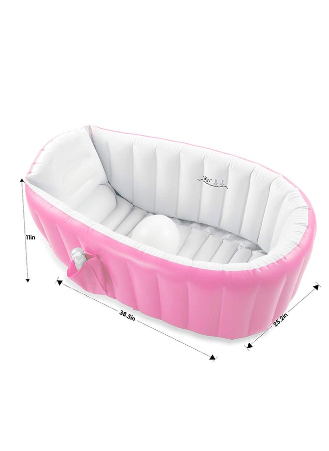 MIXDE Baby Inflatable Bathtub, Portable Infant Toddler Bathing Tub Non Slip Travel Bathtub Mini Air Swimming Pool Kids Thick Foldable Shower Basin with Air Pump  - Image 2