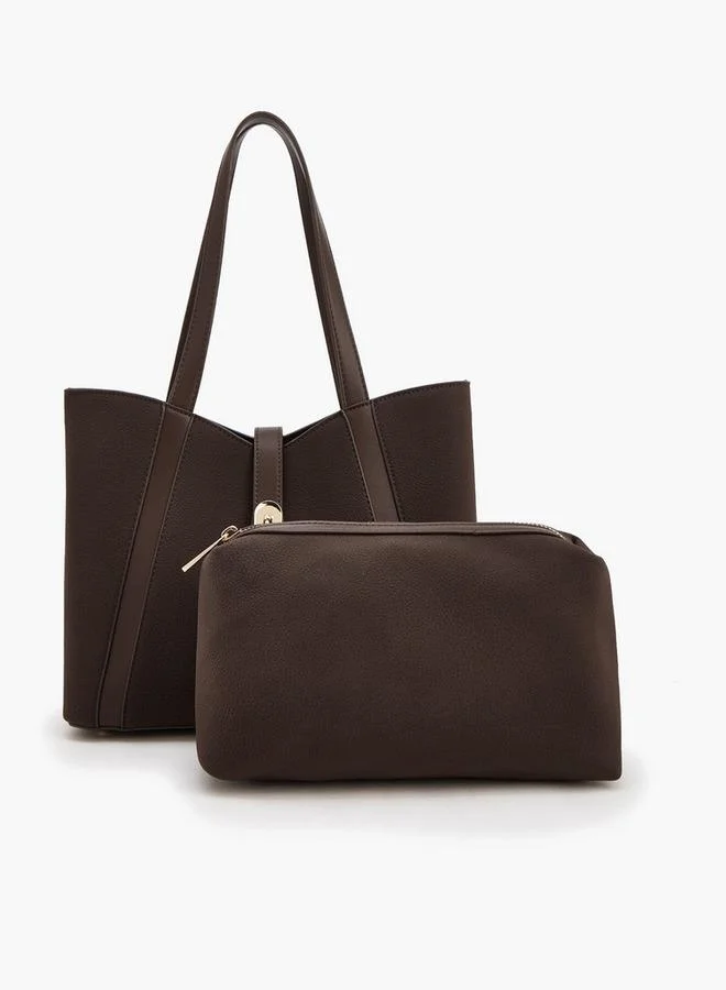 فلورا بيلا من شو إكسبرس Textured Tote Bag And Pouch With Zip Closure