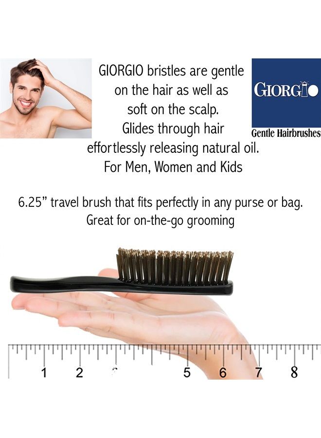 Giorgio GIO2BLK Black 6.25 inch Gentle Touch Detangler Hair Brush for Men Women and Kids. Soft Bristles for Sensitive Scalp. Wet and Dry for all Hair Types. Scalp Massager Brush Stimulate Hair Growth