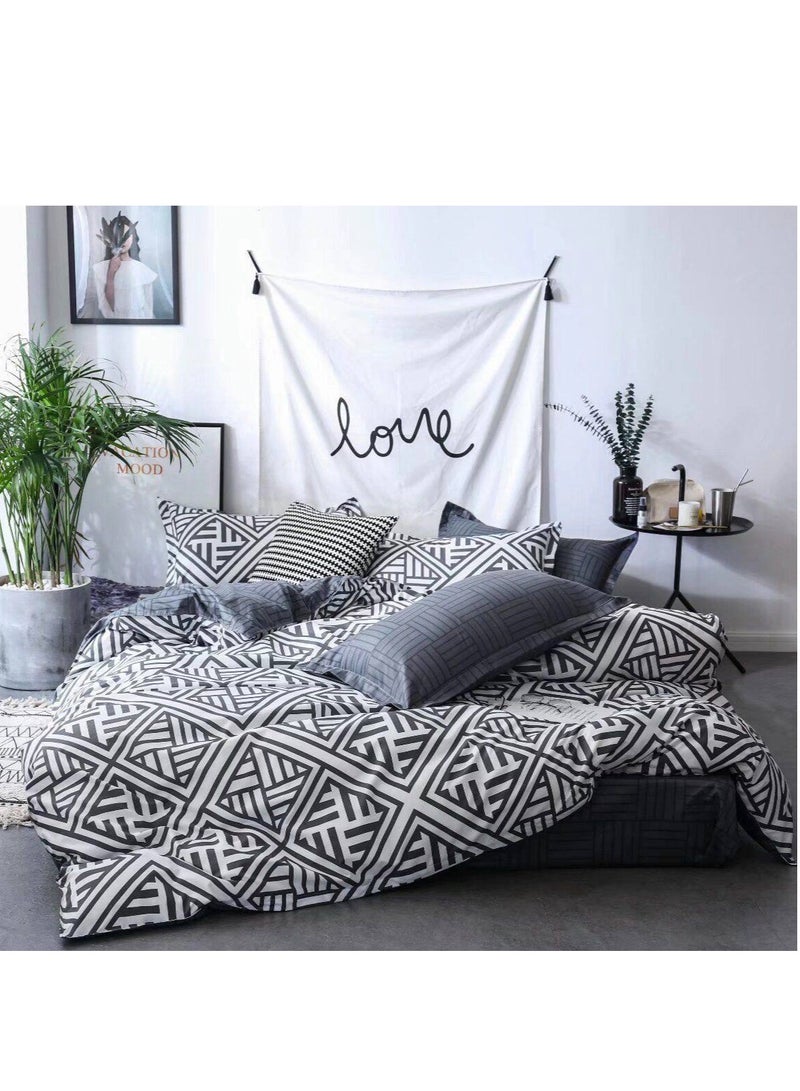 Single Size Duvet Cover Sets classic Pattern Bedding cover Set (1 Duvet Cover 160 * 210 CM +Fitted bed sheet 120x200 * 30CM +2 Pillowcases) 