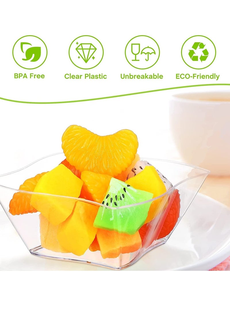Zikra 100 Pcs Mini Dessert Cups, 150ml Clear Plastic Parfait Bowls - Reusable Streamline Serving Bowls for Pudding, Mousse, and Appetizers - Perfect for Parties and Events. - Image 3