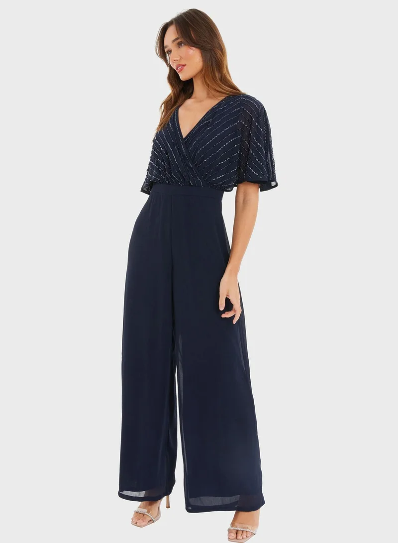 QUIZ Embellished Wide Leg Jumpsuit