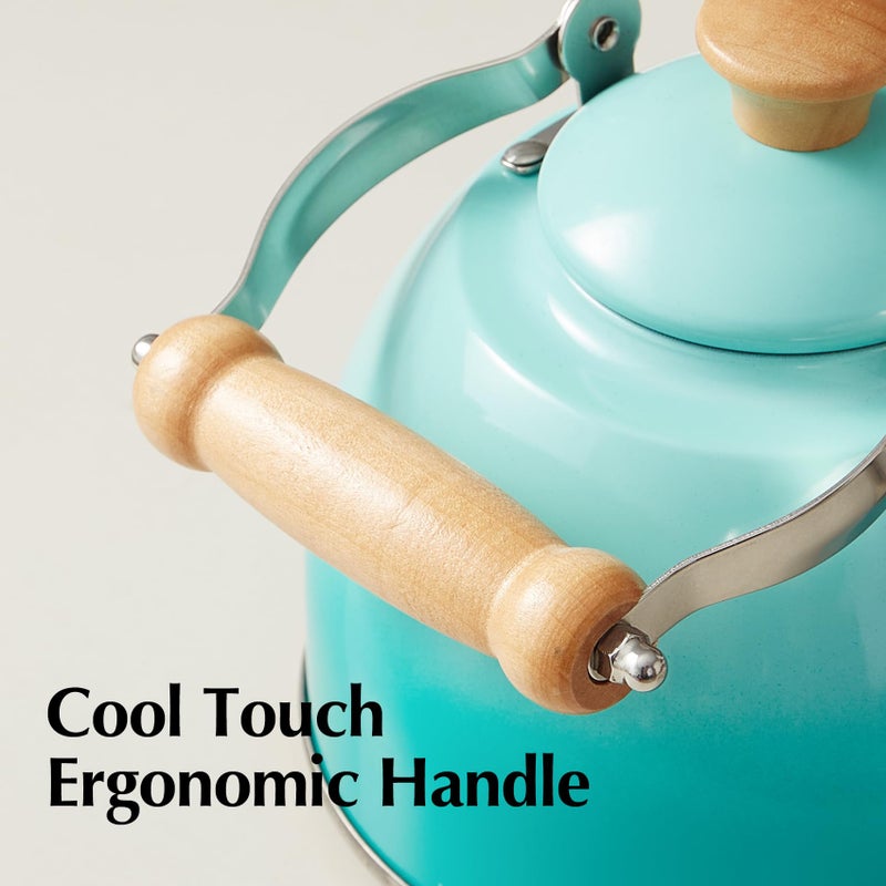 ROCKURWOK Tea Kettle, Tea Pot with Cool Touch Ergonomic Handle, Teapot Food Grade Stainless Steel, Tea Kettle Stovetop, Kettle Teapot, Whistling Tea Kettle, Small Tea Pot, 1.6 Quart (Green) - Image 5