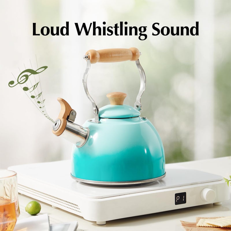ROCKURWOK Tea Kettle, Tea Pot with Cool Touch Ergonomic Handle, Teapot Food Grade Stainless Steel, Tea Kettle Stovetop, Kettle Teapot, Whistling Tea Kettle, Small Tea Pot, 1.6 Quart (Green) - Image 2