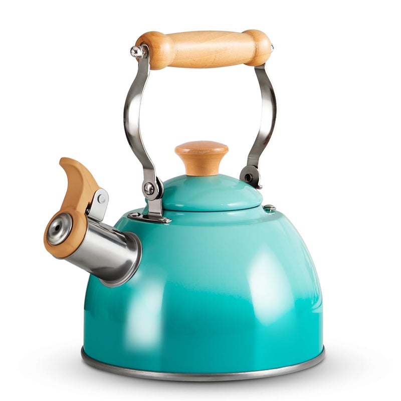 ROCKURWOK Tea Kettle, Tea Pot with Cool Touch Ergonomic Handle, Teapot Food Grade Stainless Steel, Tea Kettle Stovetop, Kettle Teapot, Whistling Tea Kettle, Small Tea Pot, 1.6 Quart (Green) - Image 1