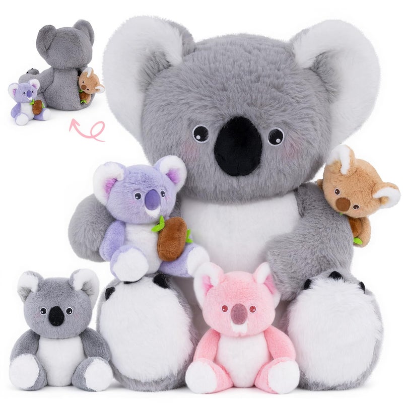 OUOZZZ Koala Stuffed Animal with Babies Inside  12 Plush Toy with 4 Baby Koalas  Gift Present Toys for Girls  Boys - Image 2