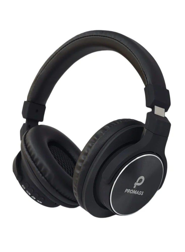 بروماس سماعة رأس لاسلكية PROMASS PM-0807 بتقنية البلوتوث 5.3 مع منفذ شحن تايب سي وعمر بطارية طويل – سماعة بلوتوث احترافية للموبايل والكمبيوتر