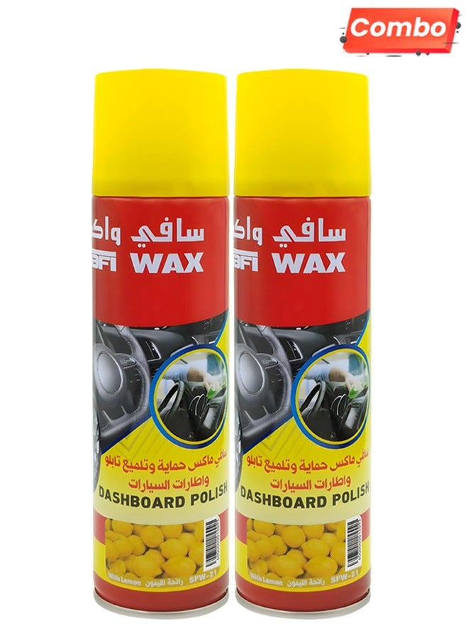 Safi WAX Combo - Buy 2PC Safi Wax Dashboard Polish Spray Lemon Scent 250ml UV Protection Dust Repellent & Quick Drying for Car Interiors, SFW-21 - Image 1