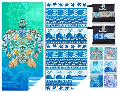 Widdonen 2 Pack Microfiber Lightweight Beach Towel Sand Free Quick Dry Absorbent Thin Compact Towels for Swimming Pool Camping Beach Accessories Large Easy Pack Travel Things for Vacation Essentials Gift - Image 1