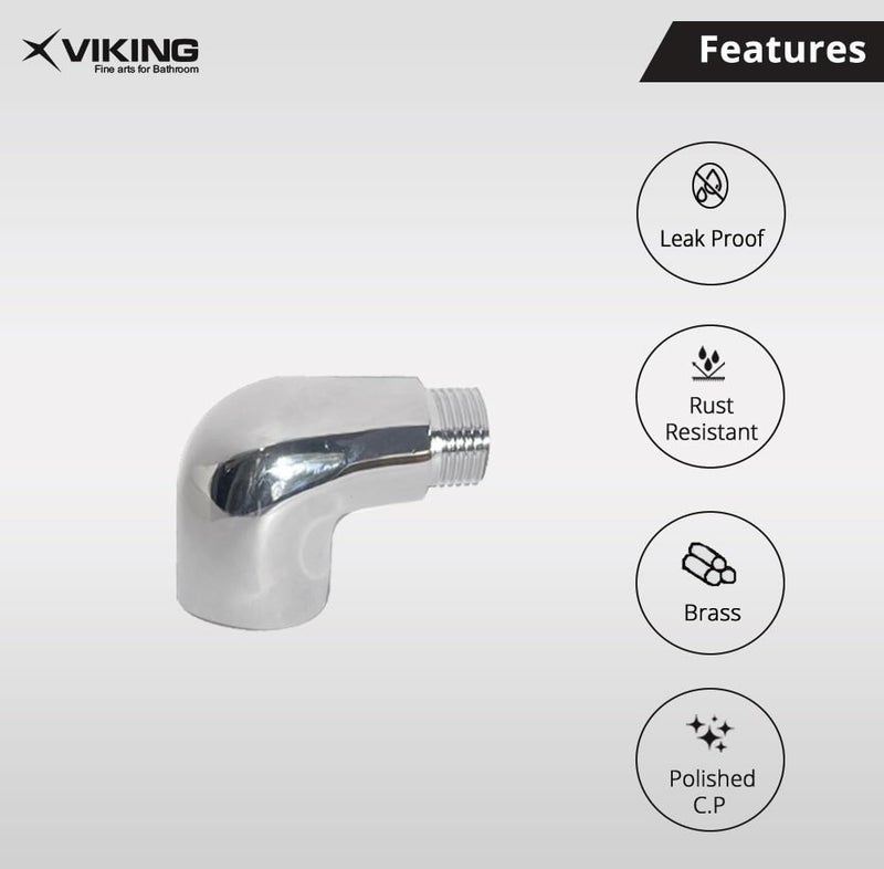 Viking كوع نحاسي بحجم خيط (1) 20 مم (3/4″)، حجم الخيط الداخلي (2) 15 مم (1/2″)، خارجي - مع طلاء كروم مصقول، انحناء بزاوية 90 درجة - مفيد للمشاريع السكنية والتجارية - Image 3