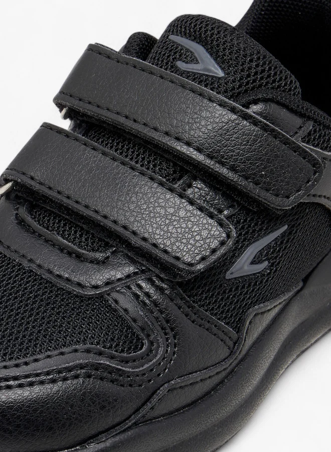 Dash Panelled School Shoes with Hook and Loop Closure