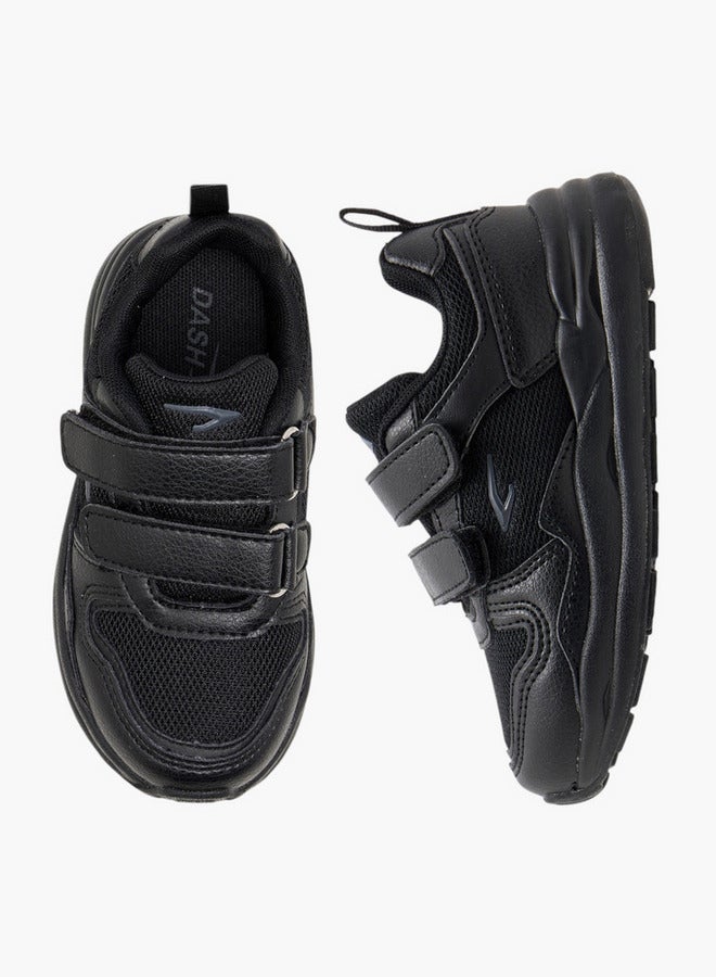 Dash Panelled School Shoes with Hook and Loop Closure - Image 1