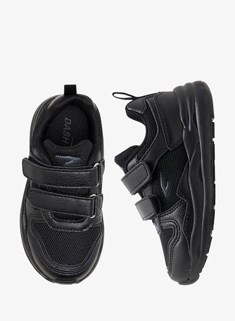 Dash Panelled School Shoes with Hook and Loop Closure - Image 4