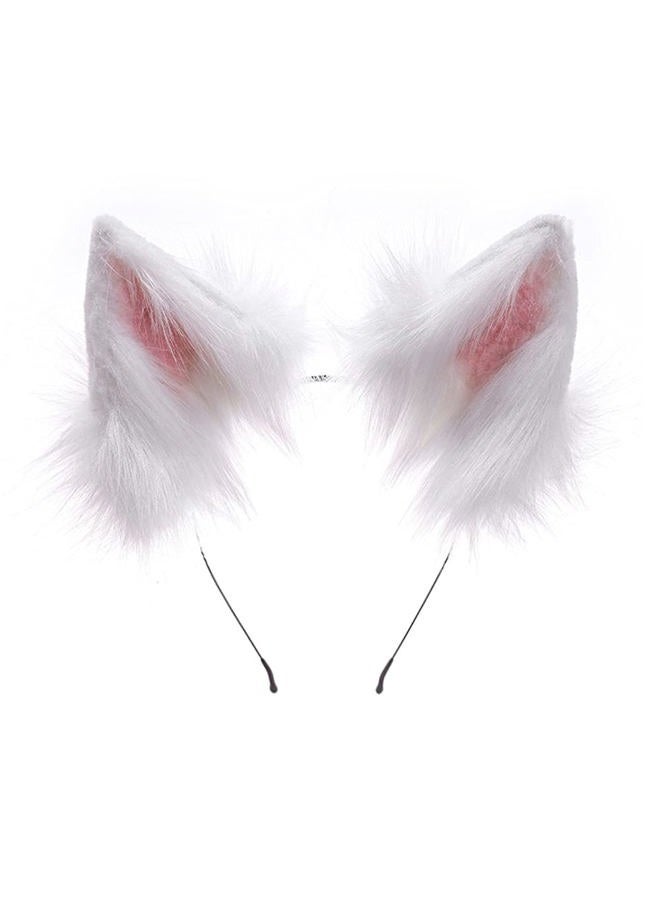 HAOAN Handmade Wolf Cat Fox Fur Furry Ears Headwear Party Cosplay Halloween Costume - Image 1