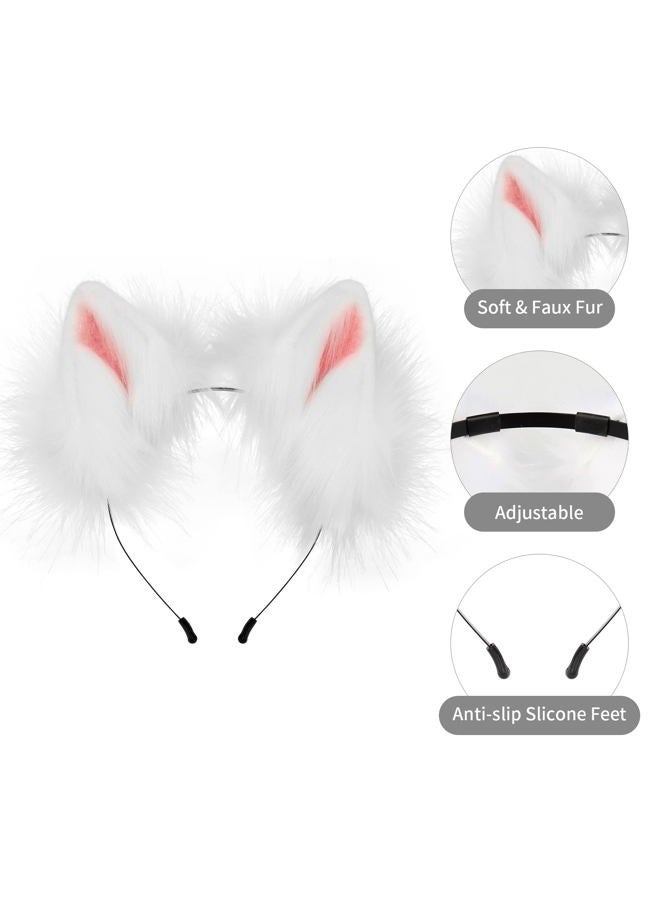 HAOAN Handmade Wolf Cat Fox Fur Furry Ears Headwear Party Cosplay Halloween Costume - Image 5
