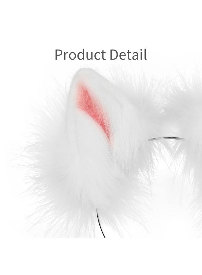 HAOAN Handmade Wolf Cat Fox Fur Furry Ears Headwear Party Cosplay Halloween Costume - Image 2