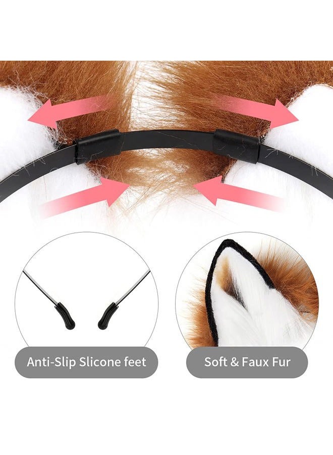 HAOAN Handmade Wolf Cat Fox Fur Furry Ears Headwear Party Cosplay Halloween Costume - Image 4