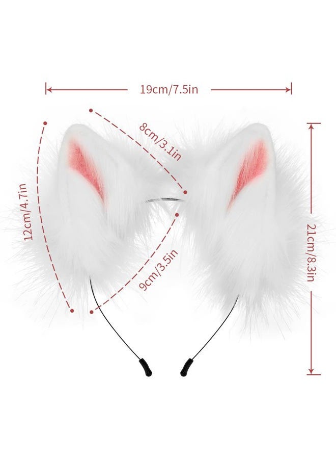 HAOAN Handmade Wolf Cat Fox Fur Furry Ears Headwear Party Cosplay Halloween Costume - Image 3