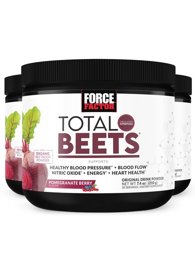 Force Factor Force Factor Total Beets Drink Mix Superfood Powder with Nitrates to Support Circulation, Nitric Oxide, Energy, Endurance, and Stamina, Cardiovascular Heart Health Supplement, 90 Servings, 3-Pack  - Image 1