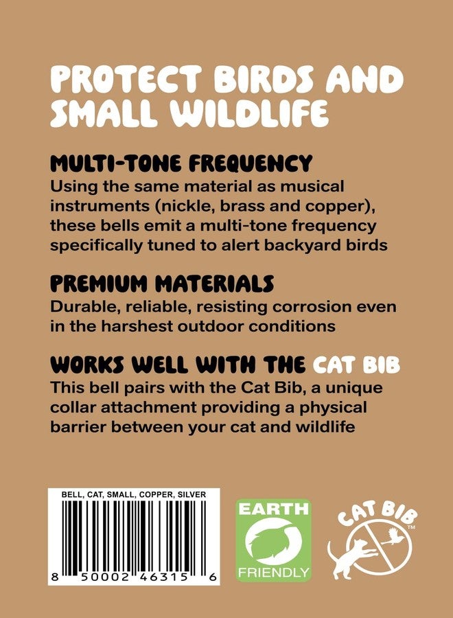 CatBib جرس قطط كات بيب المميز - نحاسي، فضي، صوت عالٍ، متين، مضاد للصيد، يحمي الطيور، ومتوافق مع أطواق القطط - Image 3
