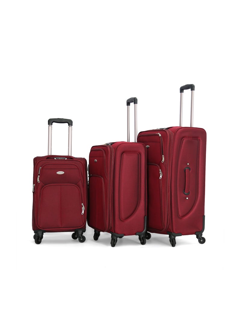 GIORDANO Giordano Trolley Bags 3 PCS Set Softside Spinners maroon  - Image 1
