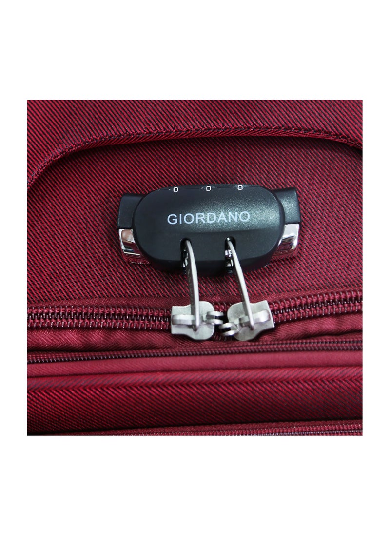 GIORDANO Giordano Trolley Bags 3 PCS Set Softside Spinners maroon  - Image 4
