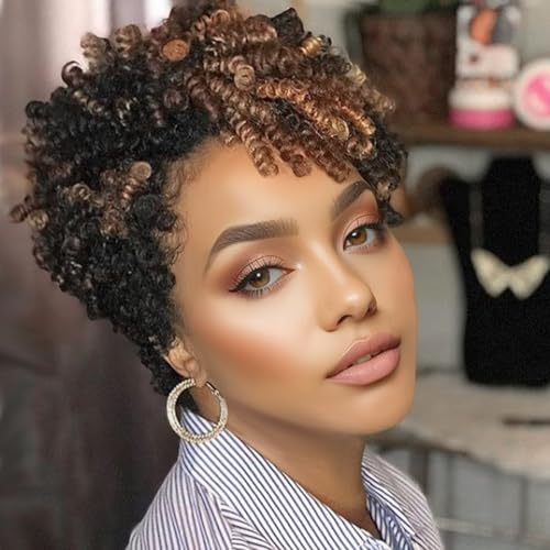 PHOCAS 10 5Packs Short Curly Crochet Hair Jump Wand Crochet Braids For Black Women 6MM Natural Black to Gloden Blonde - Image 2