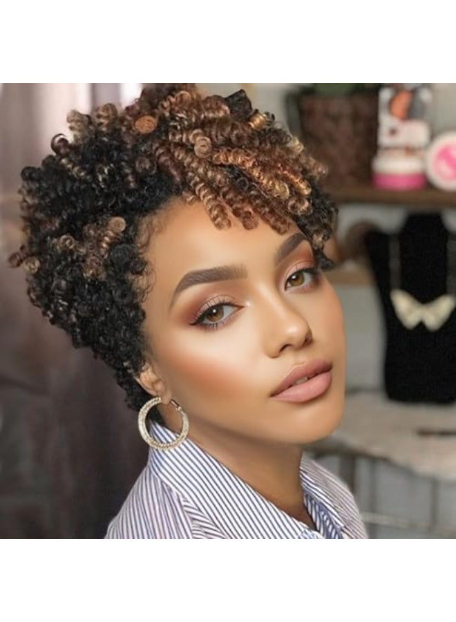 PHOCAS 10 5Packs Short Curly Crochet Hair Jump Wand Crochet Braids For Black Women 6MM Natural Black to Gloden Blonde - Image 1