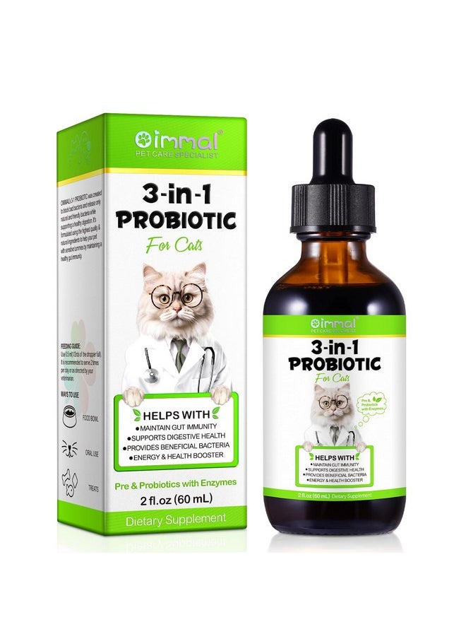 Alivo Probiotic for Cats, Natural 3 in 1 Cat Probiotic Drops Helps to Relieve Diarrhea, Supports Gut Health, Itchy Skin Relief, Allergies & Immunity, Digestive Enzyme Cat Supplement Drops - 60 ml / 2 fl.oz  - Image 1