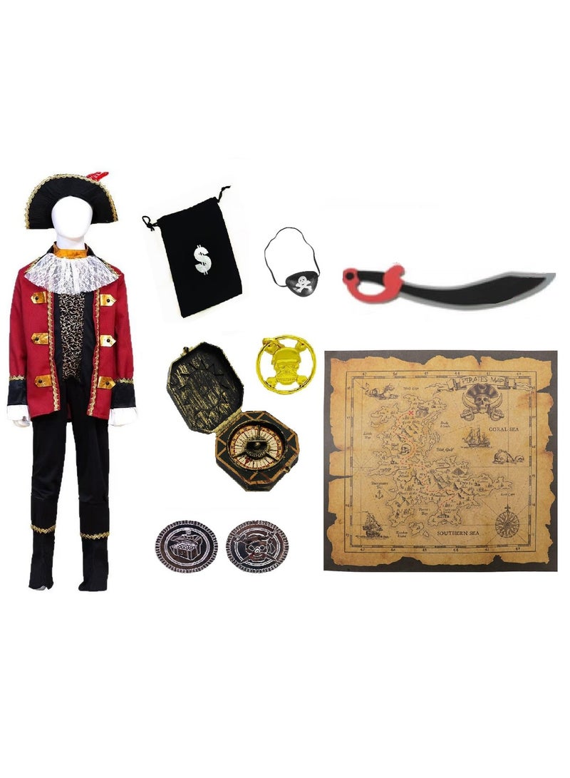 Home Smart Premium Pirate Fashion Children Costume for Boys | 8 pcs Fancy Performance Dress for Cosplay, Theme Parties and Halloween, Ideal for Birthday Gift. - Image 1