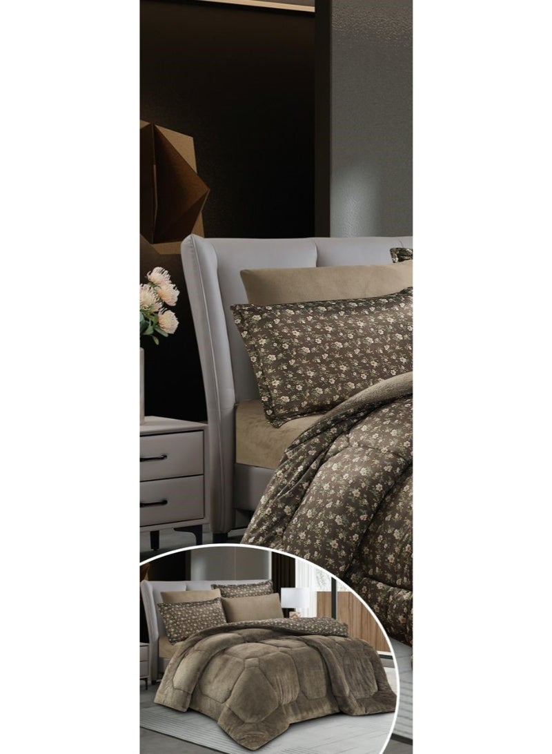 Horse Double bedspread made of soft velvet and fur with a floral design to provide you with warmth and comfort - Image 2