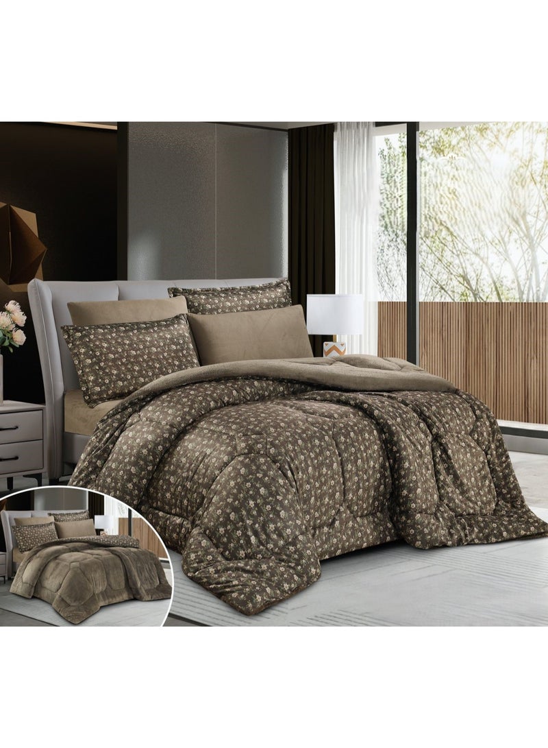 Horse Double bedspread made of soft velvet and fur with a floral design to provide you with warmth and comfort - Image 1