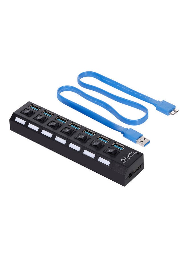 نيبمينينت - موزع USB (3.0 ) بسبعة منافذ مع كابل شحن الأسود / الأزرق - Image 1
