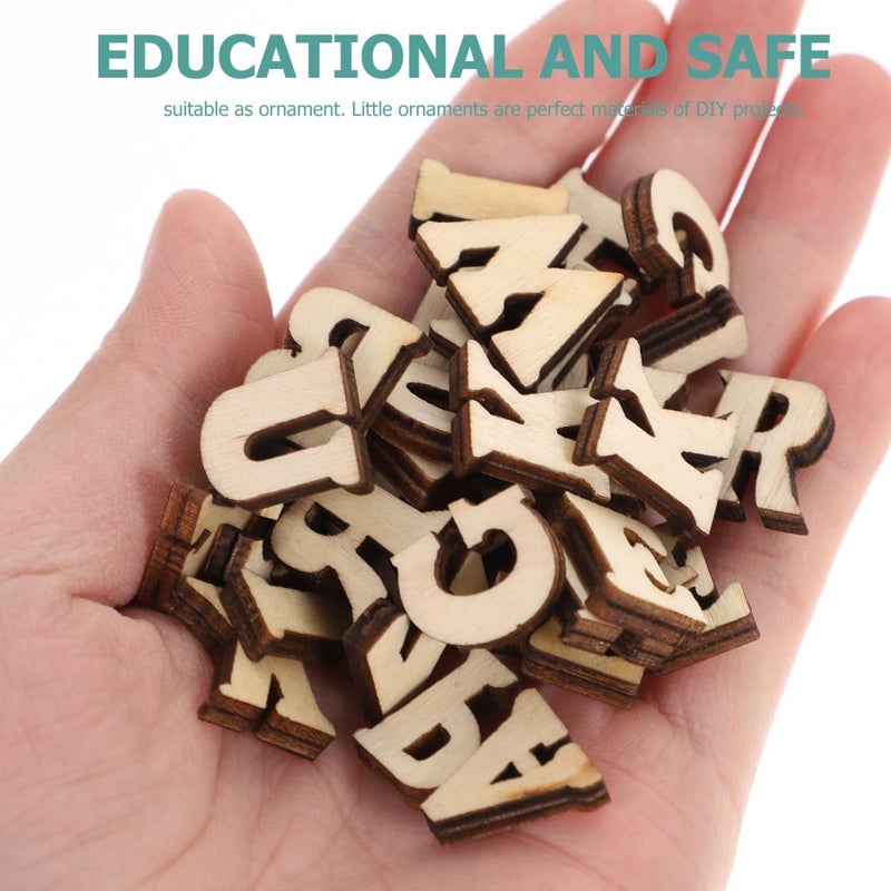 EXCEART Small Wooden Letters for Crafts 1.5 Inch Natural Wood Slice Alphabet Buttons DIY Educational Toy for Kids Scrapbooking Art Projects - Image 3